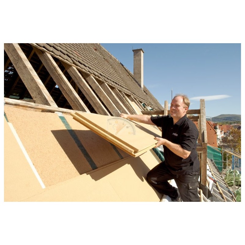 Steico Intégral 140mm isolant pare-pluie et support d'enduit pour le sarking ossature bois et murs maçonnés