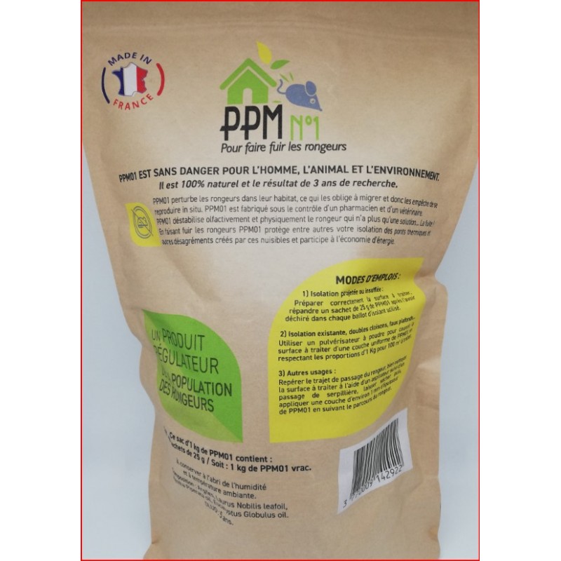 Répulsif écologique rongeurs PPM : 40 sachets de 25 g