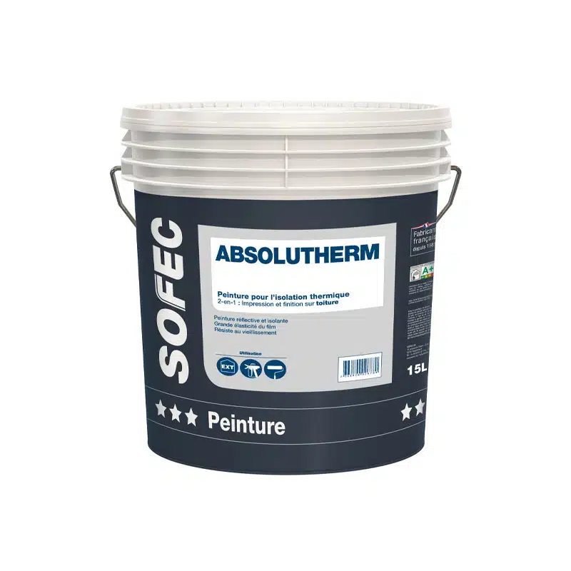 Peinture de toiture Absolutherm pour isolation thermique Seau 15L SOFEC