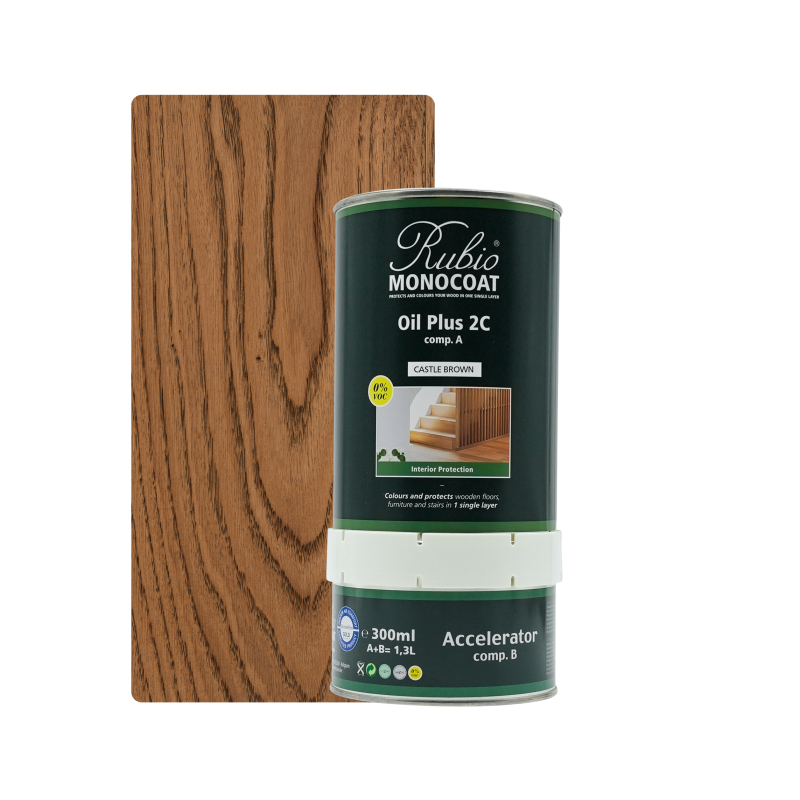 Oil+2C Castle Brown (Chêne Ciré Fumé) Rubio Monocoat